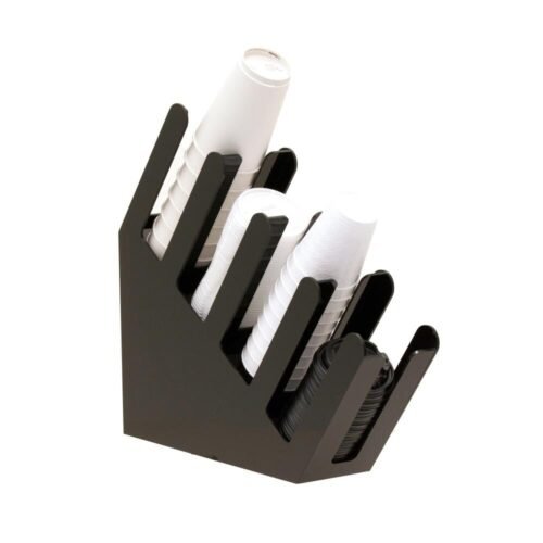 Black acrylic 4-compartment cup holder front view