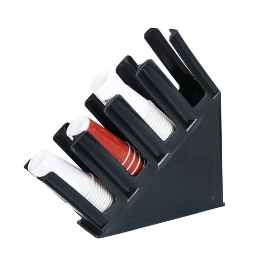 Black acrylic 4-compartment cup holder front view