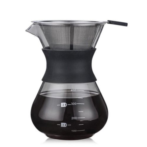 200ml glass coffee pot with stainless steel filter